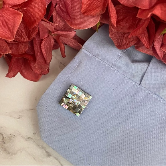 Stunning Checkered Square Abalone Shell Cufflinks - Picture 9 of 16